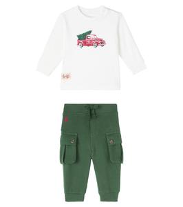 Детский комплект из хлопковой футболки и спортивных штанов Polo Ralph Lauren Kids, Trophy Cream