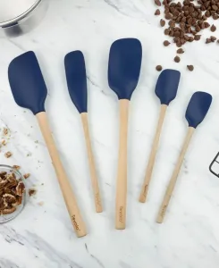 Набор из 5 кухонных лопаток с деревянными ручками и гибким сердечником Tovolo, индиго
