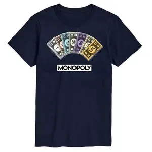 Футболка с принтом "Куча денег" из игры Monopoly для мужчин Licensed Character, синий