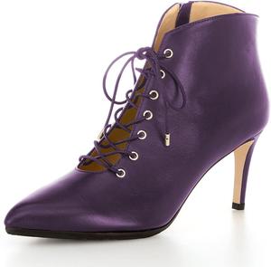 Женские ботильоны YDN с заостренным носком, шнуровкой, высокой шпилькой и боковой молнией, стильные туфли на вечеринку, Purple