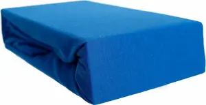 Простыня на резинке из джерси, 100% хлопок, 140-160x200 см + резинка 25 см по периметру, синяя COFI 1453