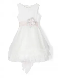 Ярусное платье с цветочной аппликацией Mimilù, белый