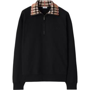 Check collar Cotton Sweatshirt Burberry, черный