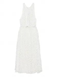 Плиссированное платье миди в горох NISSA, белый