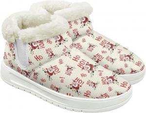 Рождественский принт JoyLamoria House, женские снегоступы, прогулочные ботинки с плоской подошвой, утолщенные короткие ботинки до щиколотки для улицы, Santa Claus Print