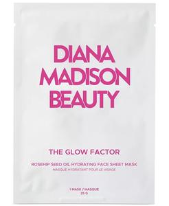 Увлажняющая тканевая маска для лица с маслом семян шиповника Glow Factor Diana Madison Beauty