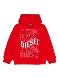 Толстовка с капюшоном и логотипом Diesel Kids, красный