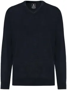 Свитер из шерсти мериноса с V-образным вырезом Boggi Milano, синий