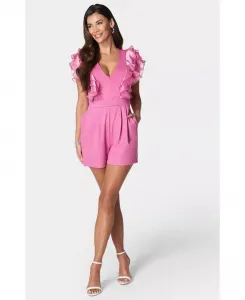 Женский комбинезон с рюшами из органзы Bebe, фиолетовый