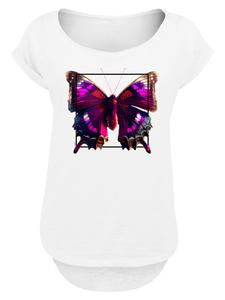 Длинная футболка с розовой бабочкой, белая F4NT4STIC