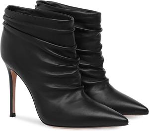 Женские ботильоны на высоком каблуке-стилетто с заостренным носком, модные однотонные ботильоны с плиссированным дизайном, классические ботинки на высокий каблук на каждый день и для вечеринок, осенние и зимние ботильоны SRURLLUG, Black