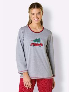 Пижамная рубашка серо-меланжево-красного цвета Comtessa