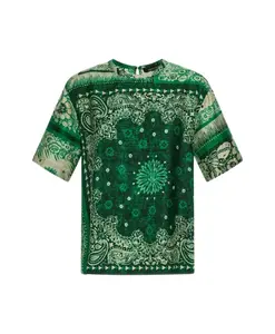 Женская футболка с принтом банданы, зеленая. Roberto Cavalli, зеленый