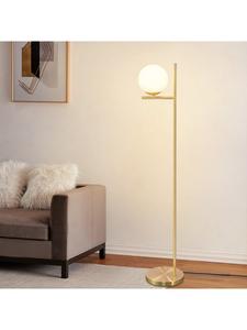 Напольная лампа с одним патроном E27 и золотистым стеклянным абажуром ZMH, золотой