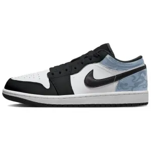 Jordan Air 1 Slip Resistant Abrasion Resistant низкие детские баскетбольные кроссовки Blue Black для подростков