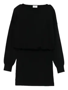 Мини-платье с вырезом-лодочкой и длинными рукавами P.A.R.O.S.H., черный