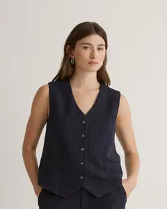 Женский жилет с застежкой на пуговицы и V-образным вырезом Yerse, темно-синий