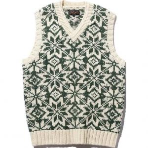 Майка Plus Snowflake pattern V neck Vest Beams, зеленый