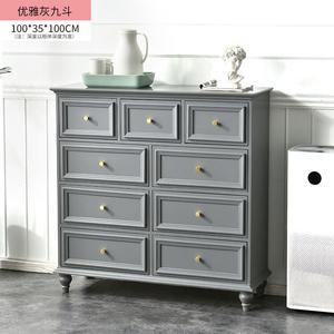 Yu Senyi Комод для гостиной из массива дерева, настенный, 9 ящиков, в стиле кантри, цвет элегантный серый