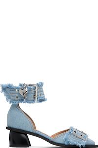 Женские туфли на каблуках с пряжкой из синего денима GANNI