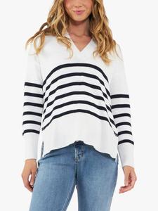 Хлопковая блузка для кормления Hanna Stripe с шерстяной нитью Ripe, White/Navy