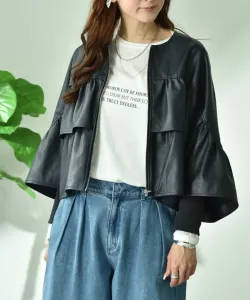 Куртка из искусственной кожи без воротника, многоярусная Interplanet, цвет Navy