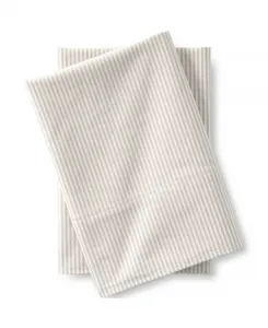 Хлопковые наволочки в полоску "Оксфорд" Lands' End, хаки