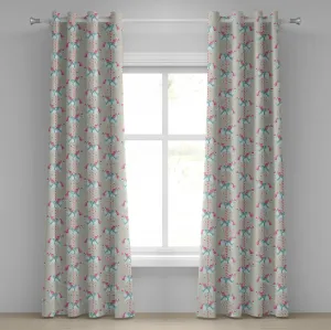 Штора на люверсах ABAKUHAUS "Игрушечная лошадка", карусель для парка развлечений Merry Go, детская карусель, декоративные двухпанельные шторы на окно, 280 см x 225 см, бежево-розовый с морской пеной Abakuhaus