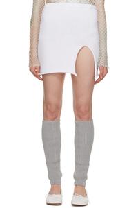 Белая мини-юбка с разрезами OPEN YY