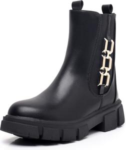 Детские ботинки Apakowa для девочек, модные ботильоны с боковой застежкой-молнией (младший/старший ребенок), Black