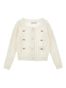 Кардиган фактурной вязки Monnalisa, белый
