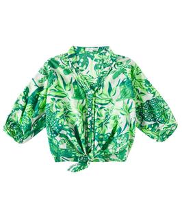 Азиатский цветочный топ Poupette St Barth Kids, Green Jengel