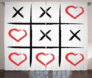 Штора ABAKUHAUS Xo Rustic, Юмор, Любовь, Хобби, Спальня, присборенная тесьма, с петлями и крючками, 280 x 175 см, цвет: алой бледно-серый Abakuhaus