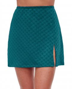 Мини-юбка с текстурированной отделкой и разрезом, украшенная ракушками, изумрудного цвета Gottex, Sea Shells Emerald