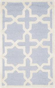 Ковер SAFAVIEH, 77 x 122 см, Cambridge Collection, Light Blue & Ivory, ручной работы из марокканской шерсти, идеален для помещений с высокой проходимостью: прихожая, гостиная, спальня (CAM125A)