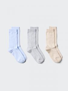 Носки с вязкой «кроше» (3 пары) Uniqlo, 60 light blue