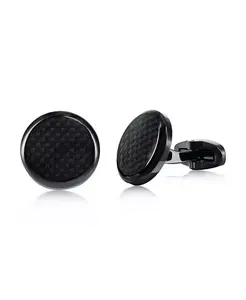 Запонки из нержавеющей стали с черным углеродным волокном Metallo, black