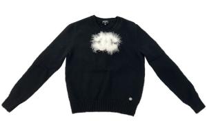 Свитер женский Chanel с меховым логотипом, черный