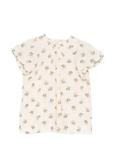 Платье с цветочным принтом Bonpoint, бежевый