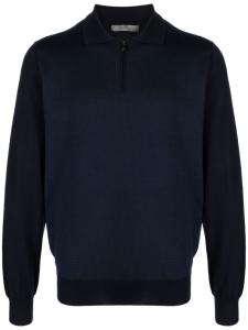 Corneliani шерстяная рубашка поло с воротником на молнии, синий