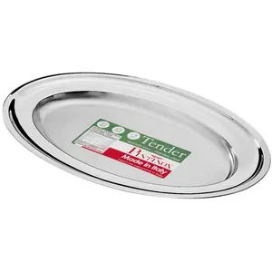 Сервировочная тарелка PINTINOX «Vassoi Tender», (1 шт.), овальная, нержавеющая сталь, можно мыть в посудомоечной машине, цвет edelstahlfarben