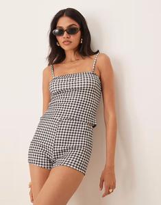 Топ-комбинезон с принтом в клетку «гингем» Asos Design