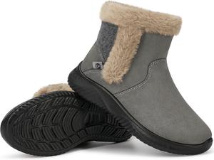 Зимние ботинки Aomigoct для женщин: утепленные мехом женские ботильоны, удобные для прогулок на улице, Grey