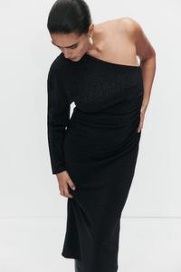 Блестящее платье на одно плечо H&M, черный