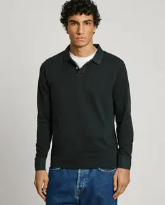 Длинный мужской поло-пике с облегающим силуэтом Pepe Jeans, черный