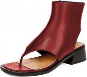 Женские сандалии, босоножки с открытым носком, ботильоны на низком массивном каблуке, с боковой молнией, для шопинга, вечеринок и выпускного, размер 4-16 США Wo wagas, Red