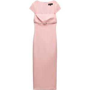 Короткое платье с короткими рукавами розовое ZARA