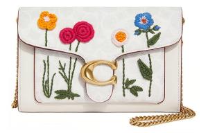 Женская сумка-клатч на одно плечо из ткани с покрытием Tabby и телячьей кожи, размер S, цвет мел, многоцветная монограмма Coach, basic set (bag+dust bag)