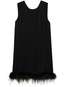 Атласное мини-платье TWINSET с отделкой из перьев, черный
