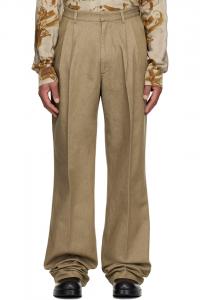 Dries Van Noten Бежевые плиссированные джинсы